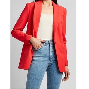 Express Crepe Oversized Single Breasted Blazer Boyfriend Jacket Red Medium
